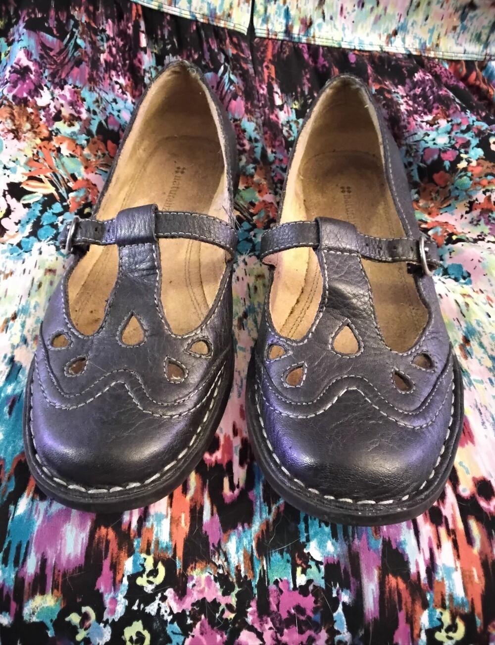 Naturlizer Black Leather Mary Jane Cutout Shoes Women's Size 8.5 8 1/2 Narrow N